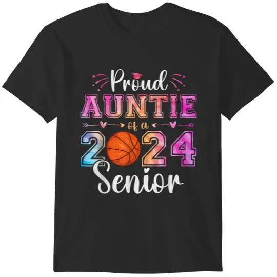 Discover Auntie Of A Senior Proud Auntie Of A 2024 Senior Basketball T-Shirts