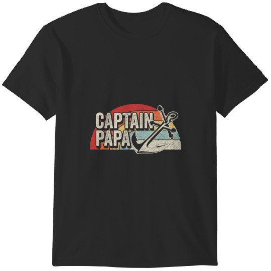 Discover Vintage Retro Captain Papa Pontoon Lake Sailor Boating T-Shirts