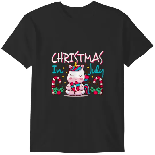 Unicorn Candy Canes Men Woman Kids Christmas in July T-Shirts