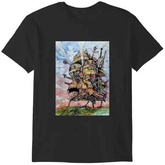 Howl_s Howl_s Moving Castle ink and watercolor drawing T-Shirts