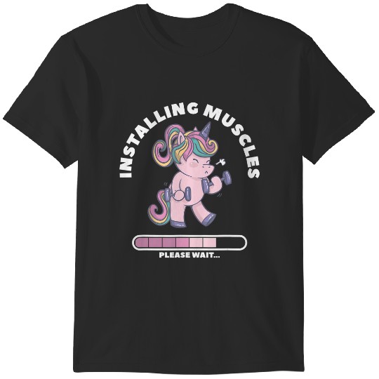 Discover installing muscles please wait unicorn weightlifing fitness T-Shirts