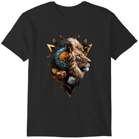 Discover lion flowers artwork animal print art lion motif T-Shirts