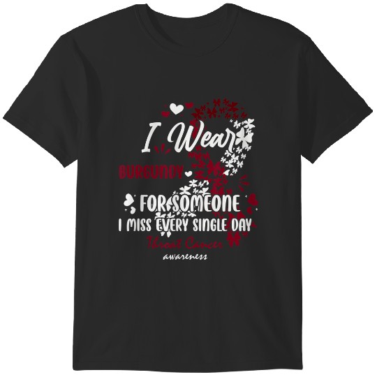 Discover i wear burgundy for throat cancer angel support T-Shirts
