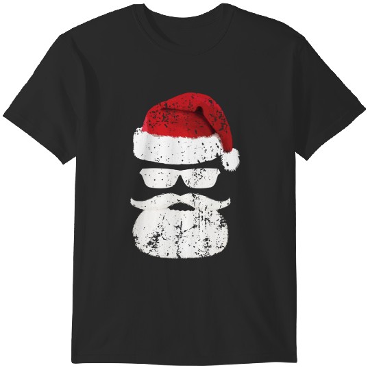 Discover Funny Santa Claus Face Sungles with Hat Beard Christmas T-Shirts