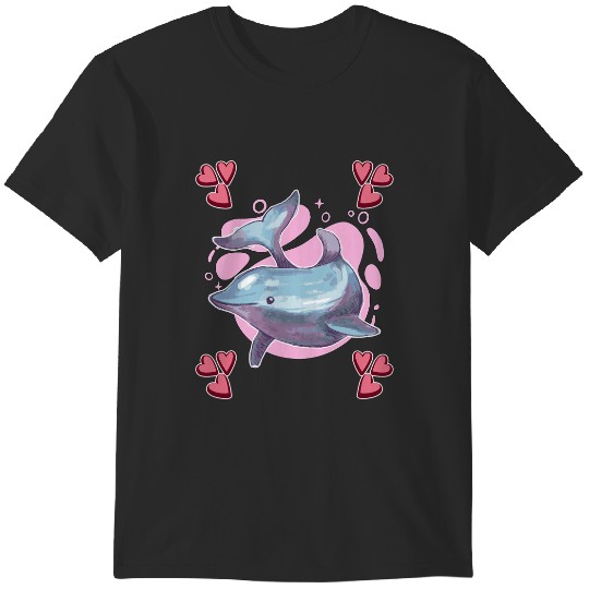 Discover Womens Dolphin Art Drawing Hearts Girls Dolphin T-Shirts