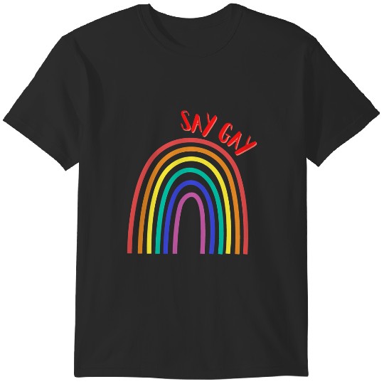 Discover Say Gay Rainbow black T-Shirts