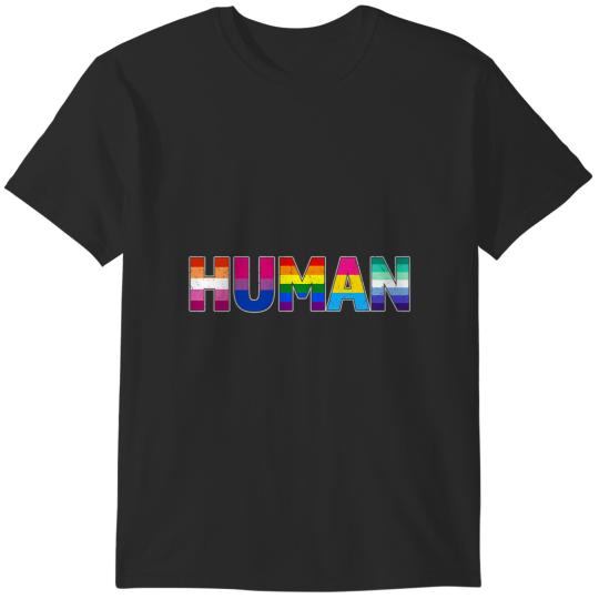 Discover human gay pride month retro lgbt usa flag rainbow lesbian t T-Shirts
