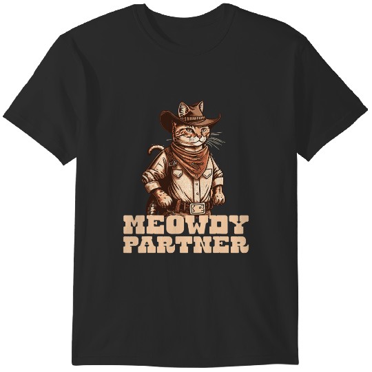 Discover Meowdy Pardner Funny Country Music Cat Cowboy Hat Western T-Shirts