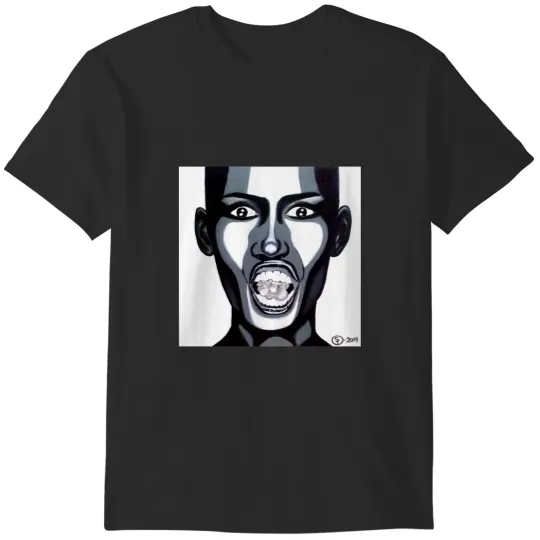 Grace Jones Diamonds in Mouth Fitted Scoop T-Shirts