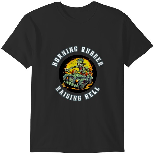 Discover Burning Rubber Raising Hell Color Pop Art Monster Car Retro T-Shirts