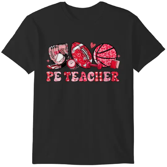 Discover Pe Teacher Football Baseball Leopard Hearts Valentine's Day  gifts T-Shirts