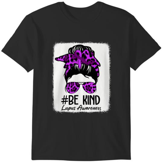 Discover be kind lupus awareness messy bun may we wear purple women t T-Shirts