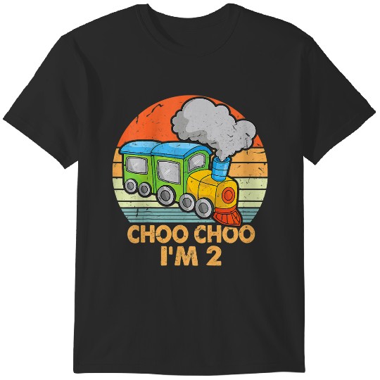 Discover Kids Im Two 2nd Birthday Costume 2 years Old Train Kids T-Shirts