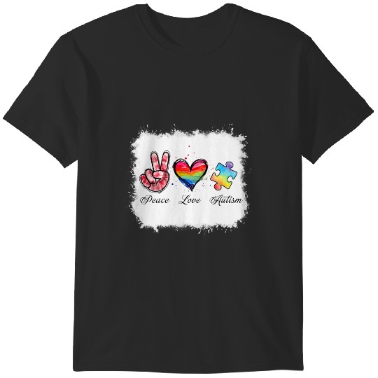 Discover Peace Love Autism Puzzle Pieces Autism Mom Dad Kids 1 T-Shirts