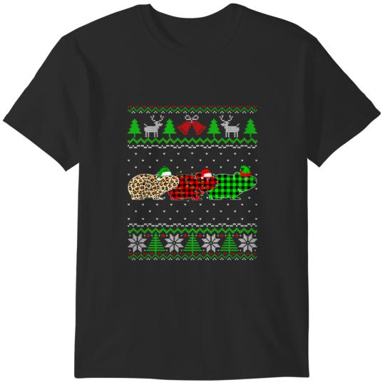 Discover Christmas Guinea pig Lover Santa Elf Xmas Leopard Plaid T-Shirts
