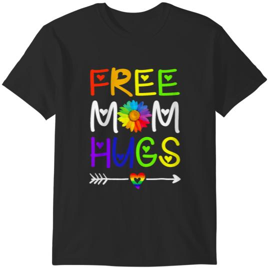 Discover Mom Hugs Daisy Rainbow Heart LGBT Pride Month 2 T-Shirts