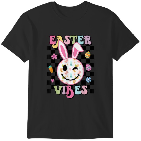 Discover Retro Groovy Easter Vibes Bunny Rabbit Smile Face Trends Gift T-Shirts