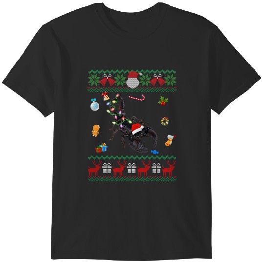 Discover Funny Ugly Xmas Sweater Animals Lights Christmas Scorpion T-Shirts