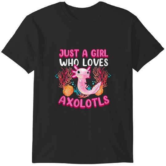 Discover Girl Salamander Pink Love Axolotls Tank Kids T-Shirts