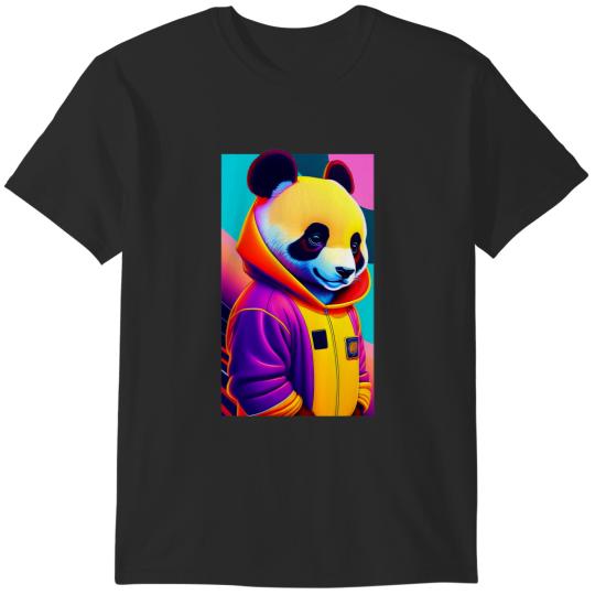 60s Cartoon Style Panda Bear Underground Far Off Galaxy T-Shirts