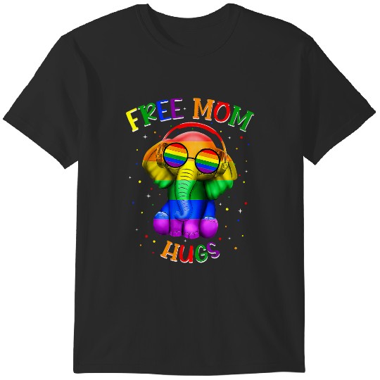Discover Mom Hugs Elephant Rainbow LGBT Gay Lesbian Trans Pride T-Shirts