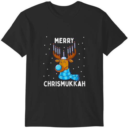 Discover Merry Chrismukkah Jewish Christmas Hanukkah Reindeer Menorah T-Shirts