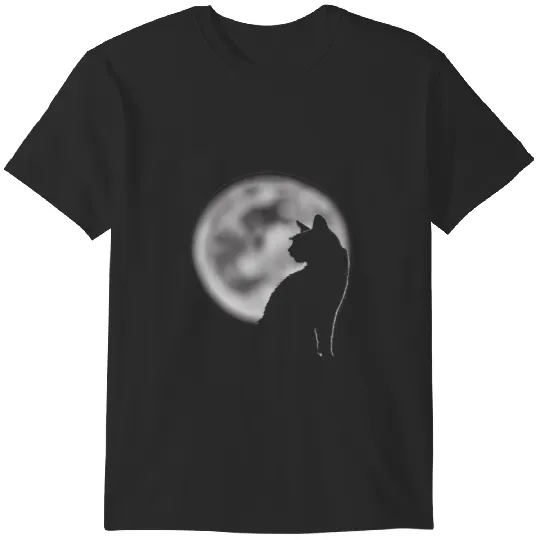Discover Black Cat In Front of the Full Moon 1 T-Shirts