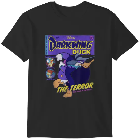 disneys Darkwing Duck Black Classic Fit Crew Neck Adult Short Sleeve T-Shirts