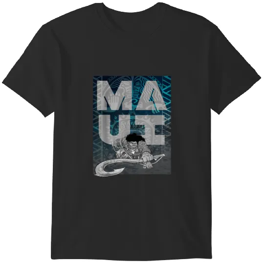 Disney Moana Maui Tattoo Style Letter Stack Port T-Shirts