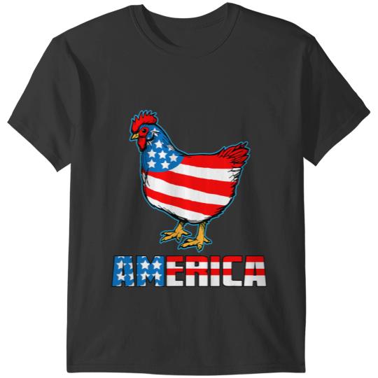 Chicken Poultry American Patriot Red White And Blue Chicken Patriotic T-Shirts