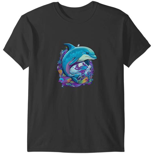 Dolphin Gift Easter Dolphin Art for women with cute Egg illustrations T-Shirts