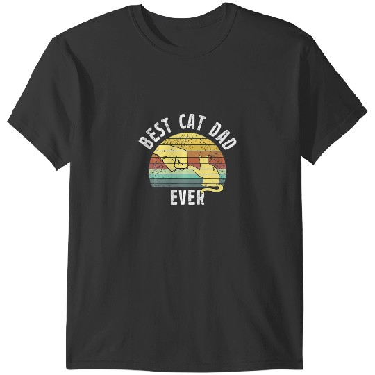 black cats Paws bests Cat Dad Ever Gifts Father S Day Retro Sun Cats Lovers T-Shirts