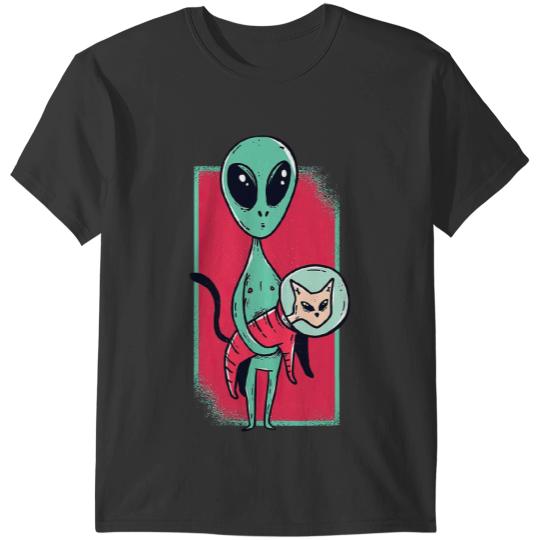 black cats Paws Space Alien Cute Cat Funny For Cat Lover Girls Boys T-Shirts