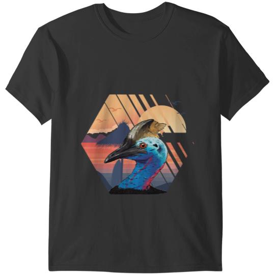 Dinosaur Dino Cassowary Dino Bird Beach Summer Sunset Seagull Cassowaries T-Shirts