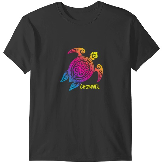 KV9 Turtle Cozumel Mexico Sunset Sea Turtle Beach Vacation Trip T-Shirts