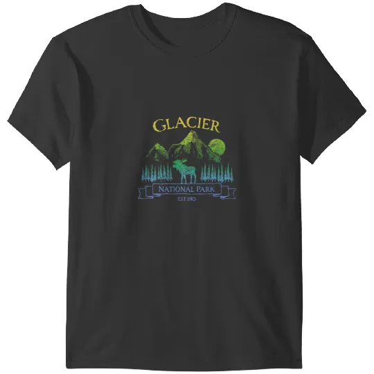 Deers Glacier National Park Moose Lovers Trees vintagesLook Design T-Shirts