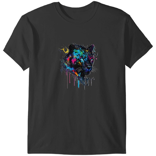 black cats Paws Black panthers Paint Splatter Big Cat Splatter Art Design T-Shirts