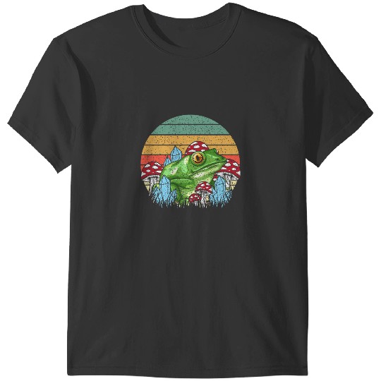 Frog Gift Cottagecore Aesthetic Retro Realistic Toad Frog Mushrooms T-Shirts