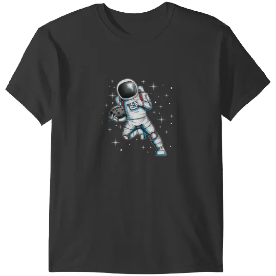Football Gift Astronauts Moon Football Fan Design Moon Football Kid Space T-Shirts