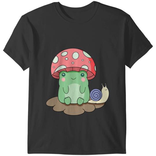 Frog Gift Cottagecore Kawaii Frog Sitting On Mushroom Fungi Goblincore 48 T-Shirts