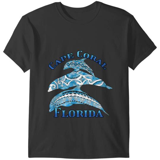 Dolphin Gift Cape Coral Florida Vacation Tribal Dolphins T-Shirts