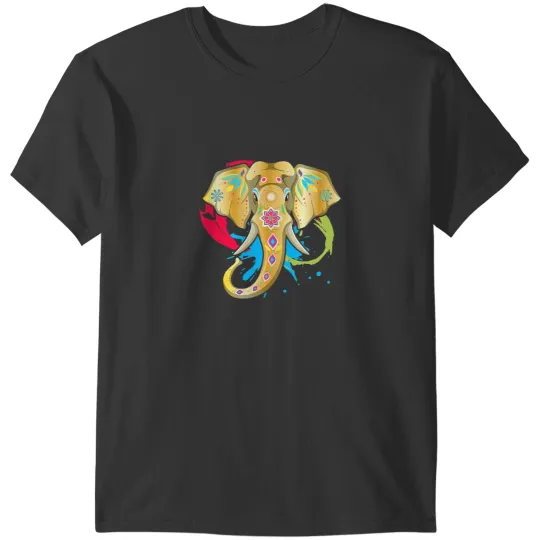 Elephants Lover Happy Holi Colors India Hindu Spring Elephant Art T-Shirts