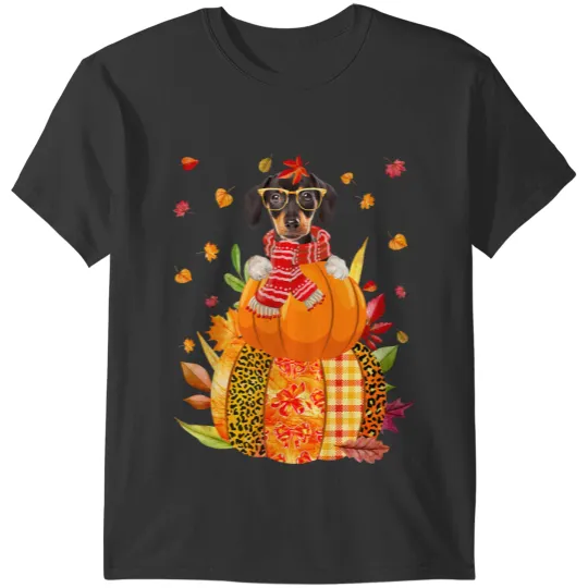 Dachshund Dog Autumn Fall Pumpkin Truck Mappe Thanksgiving 22 T-Shirts