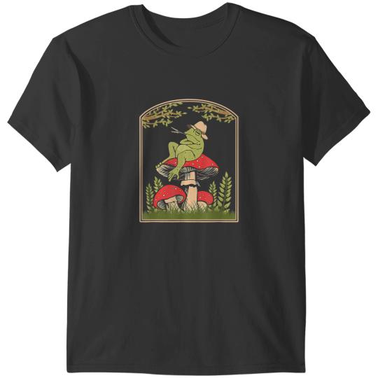 Frog Gift Cottagecore Aesthetic Frog Goblincore Mushroom Toad Fungus T-Shirts