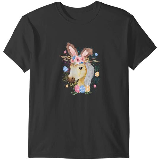 Funny Horse Happy Easter Bunny Horse Funny Rabbit For Men Women Kids T-Shirts