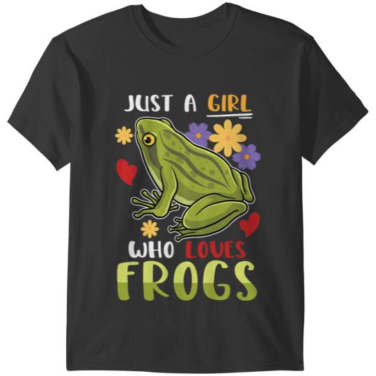 Frog Gift Womens Just A Girl Who Loves Frogs Animal Lover Frog Toad T-Shirts