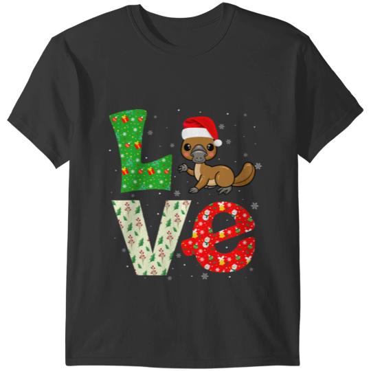 Platypus Gift Santa Hat Christmas Themed Funny Love Platypuses xmass Holiday T-Shirts