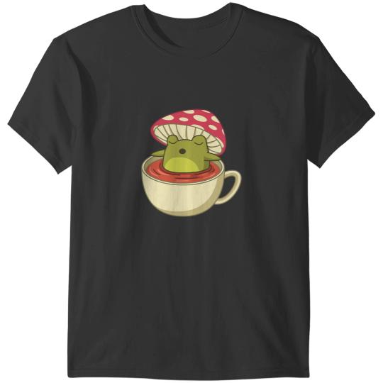 Frog Gift Cottagecore Mushroom Forest Frog Toad Tea Mycology Fungus T-Shirts