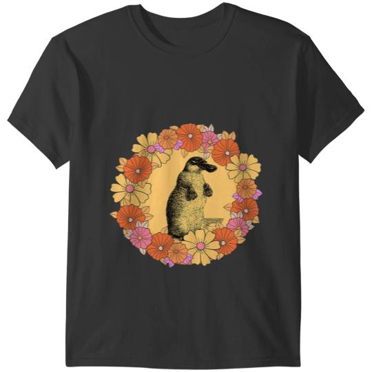 Platypus Gift Zoo Animal Flowers Floral 70s vintages Retro T-Shirts