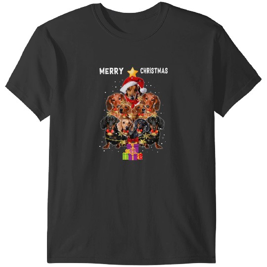Funny Star Dachshund Christmas Tree for Santa Dog Lover T-Shirts